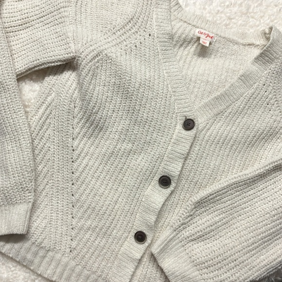 Cardigan Cat & Jack Cream sparkle Cardigan kids size XL 14-16 - Picture 3 of 6
